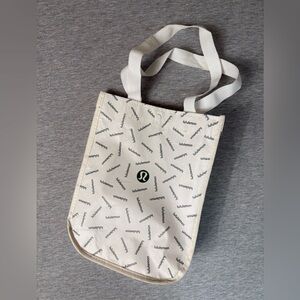 lululemon athletica Cream and Forest Green Logo Tote